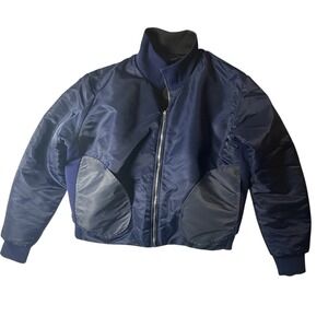 Bristol Studio Navy Blue Bomber Jacket Made in Los Angeles Mens XL Nylon Zip